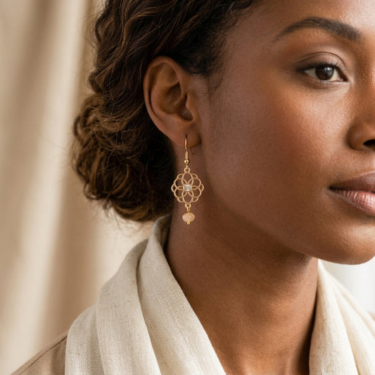 18K Gold Plated Dangle Earrings | Classic Elegance Handmade Jewelry - Distinct Designs