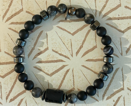 Natural Stone Beaded Stretch Bracelet | Celestial Shadows Handmade Jewelry
