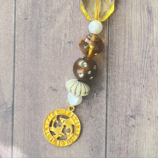 Pisces Amber Gold Bag Charm