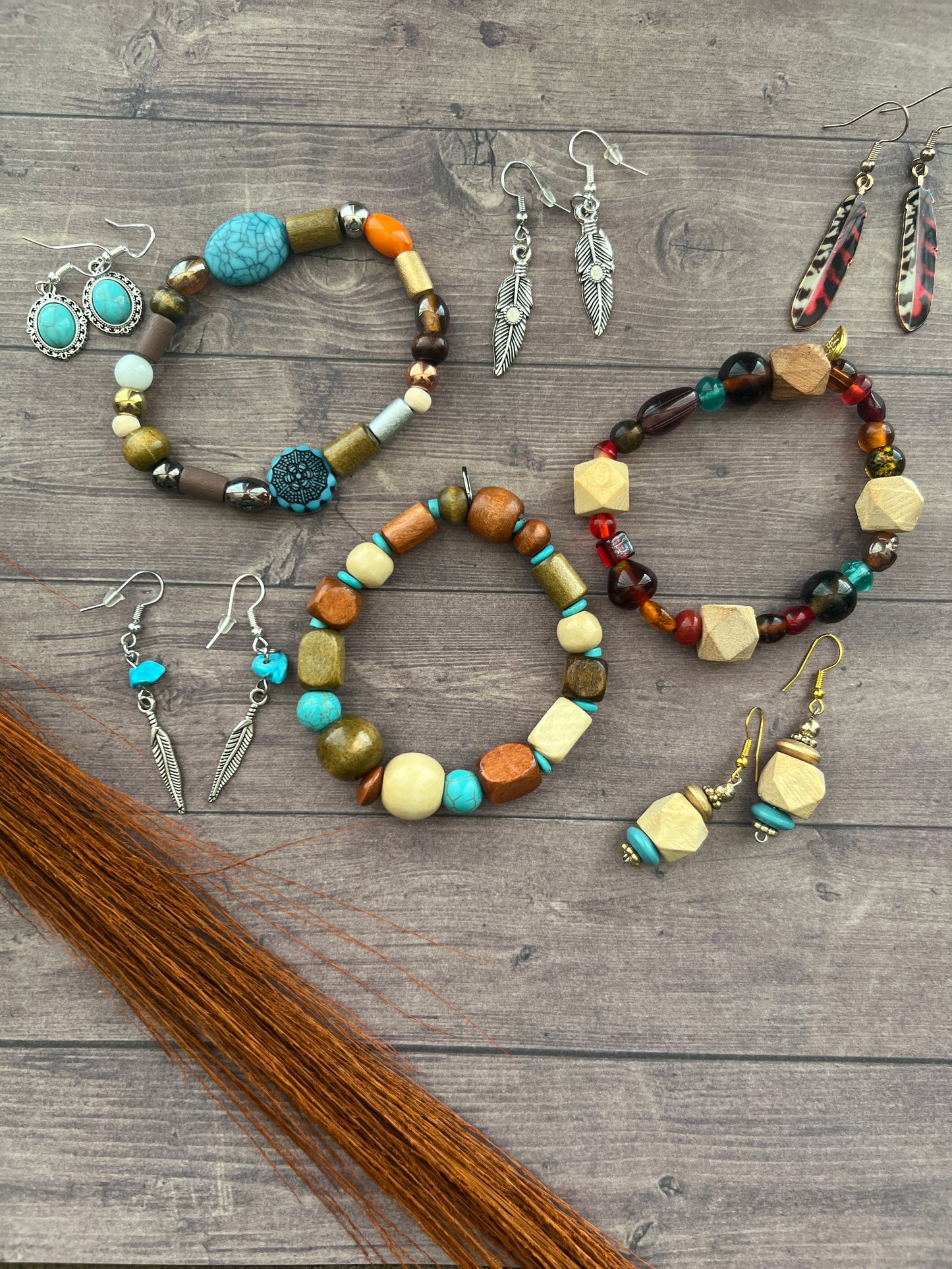 Pendientes colgantes de plumas de piedra natural | Joyería bohemia tribal del suroeste hecha a mano