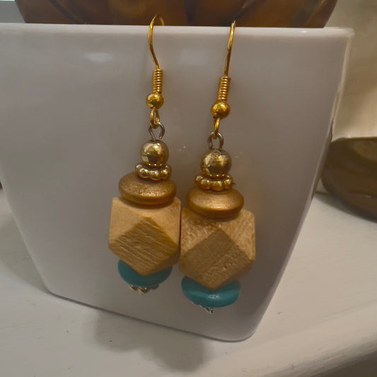 Wooden Beads Dangle Earrings | Lightweight Southwestern Tribal Boho Handmade Jewelry