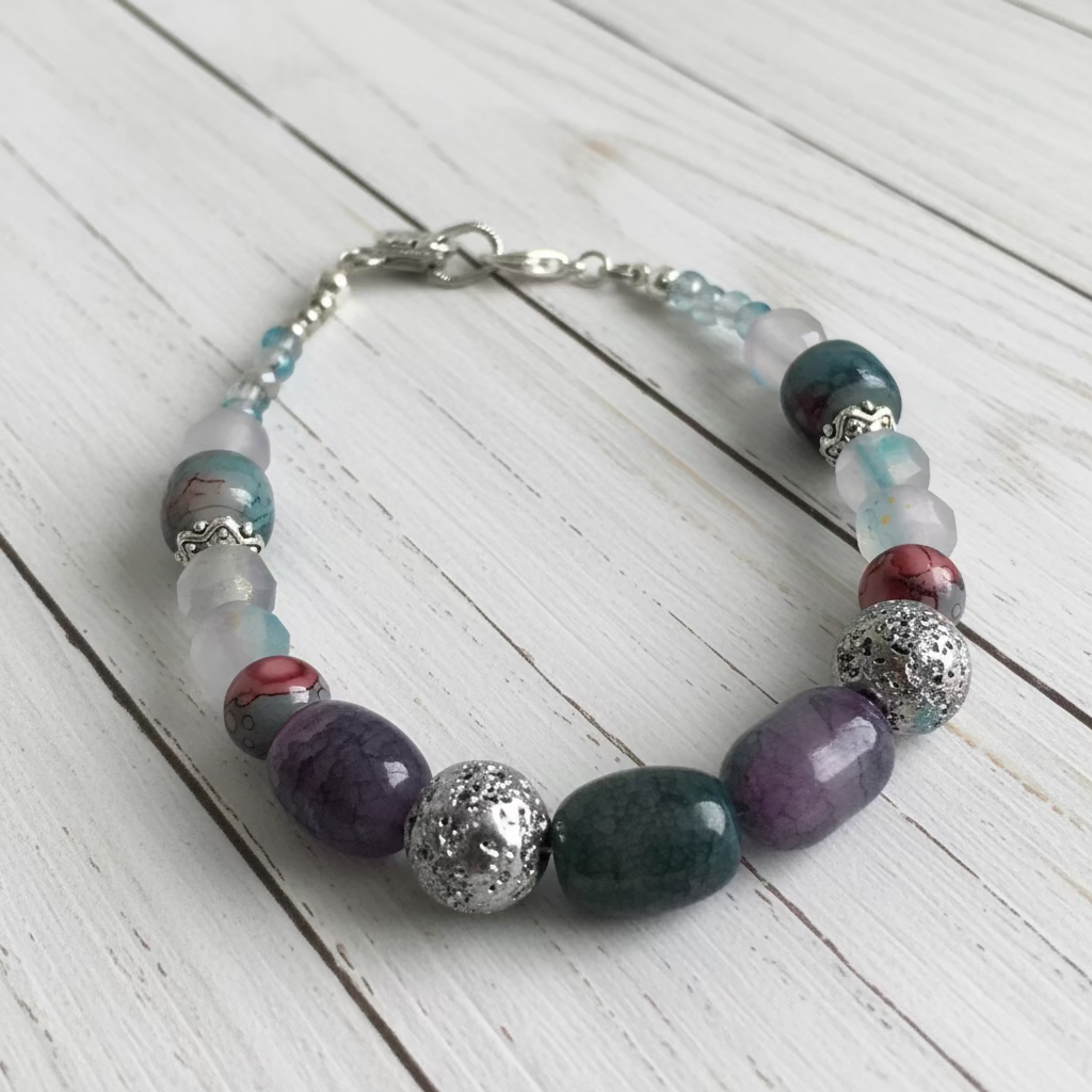 Iridescent | Handmade Nickel Free Glass Bead Bracelet - Distinct Designs