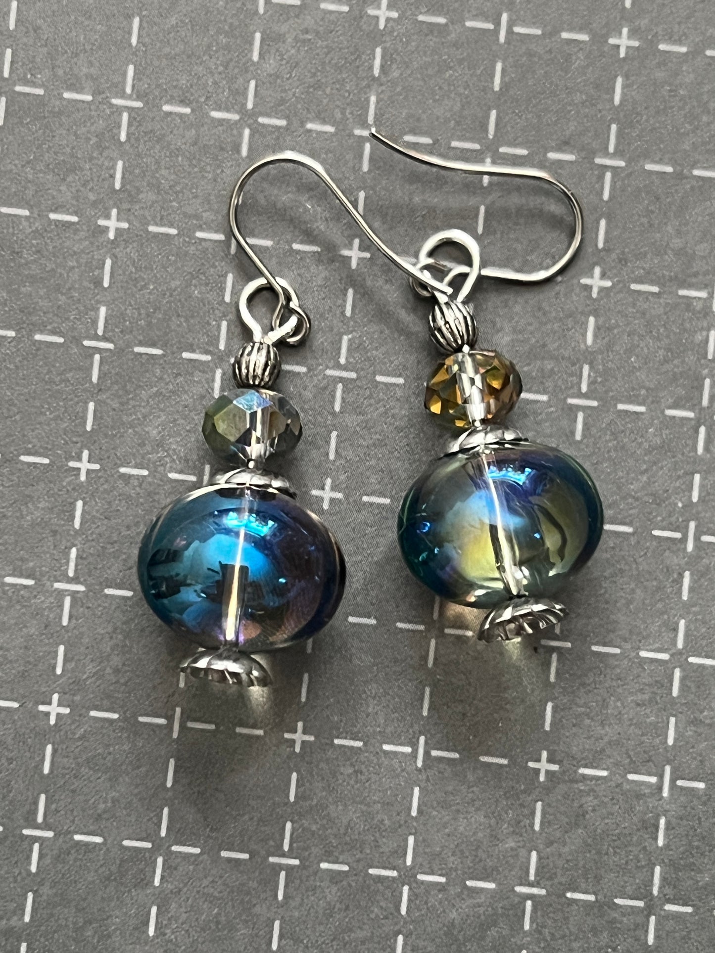 Night Shimmer Earrings | Handcrafted Iridescent Glass Dangles
