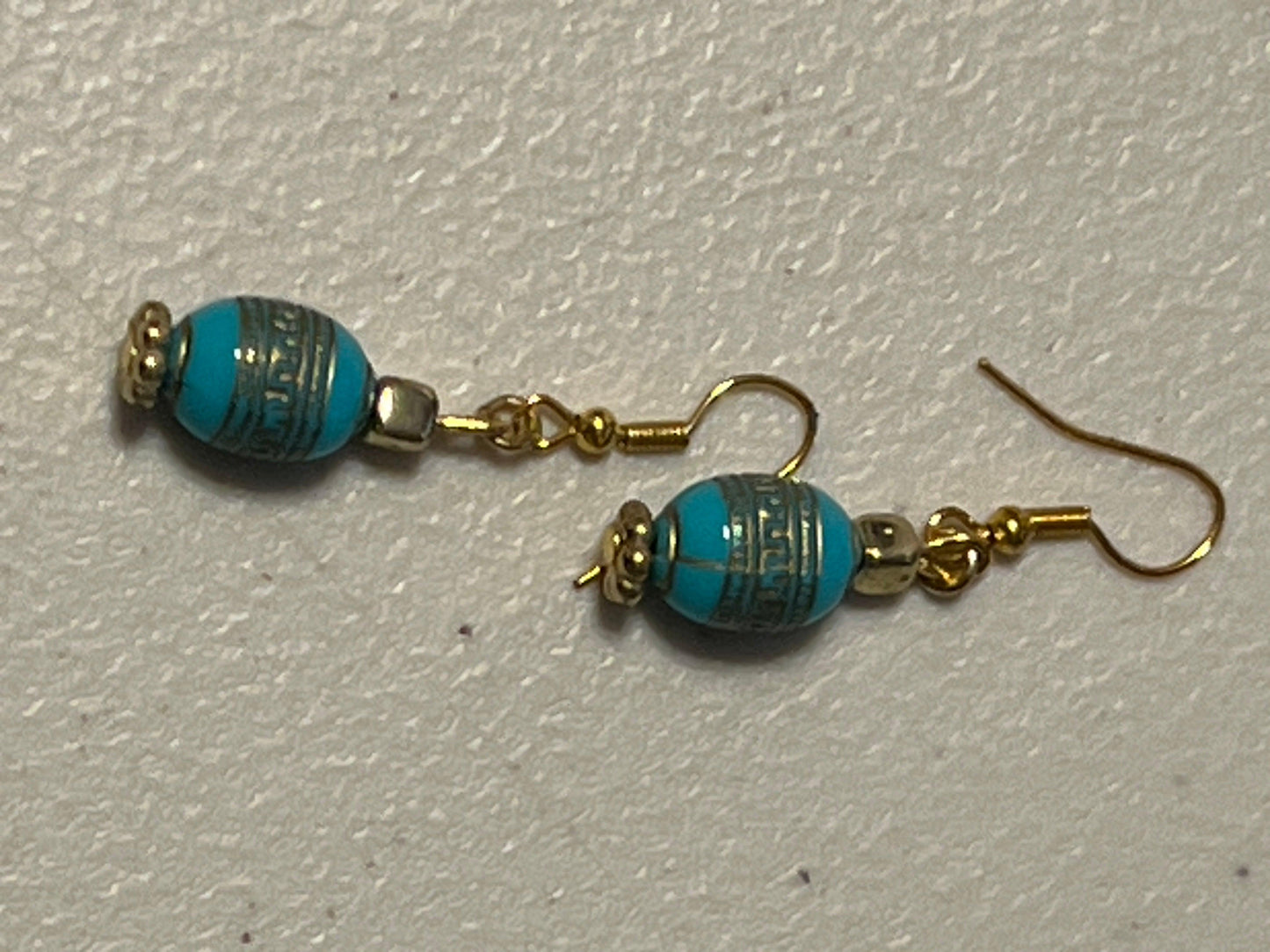Turquoise Gold Earrings | Ethnic Turquoise Dangles - Distinct Designs