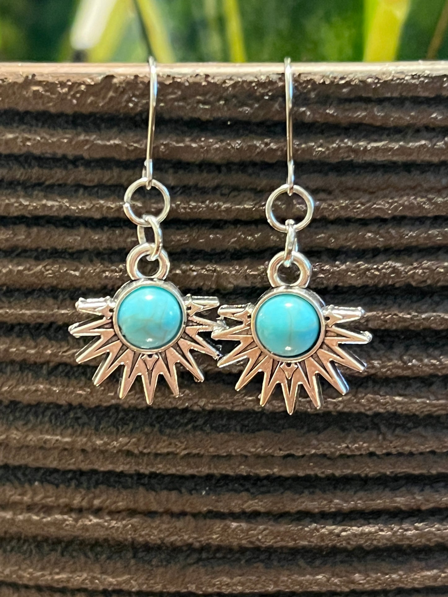 Hypoallergenic French Wires Ethnic Inspired Dangle Earrings Turquoise
