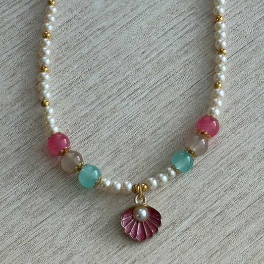 Glass Beads Necklace |Beachy Tropical Coastal Jewelry