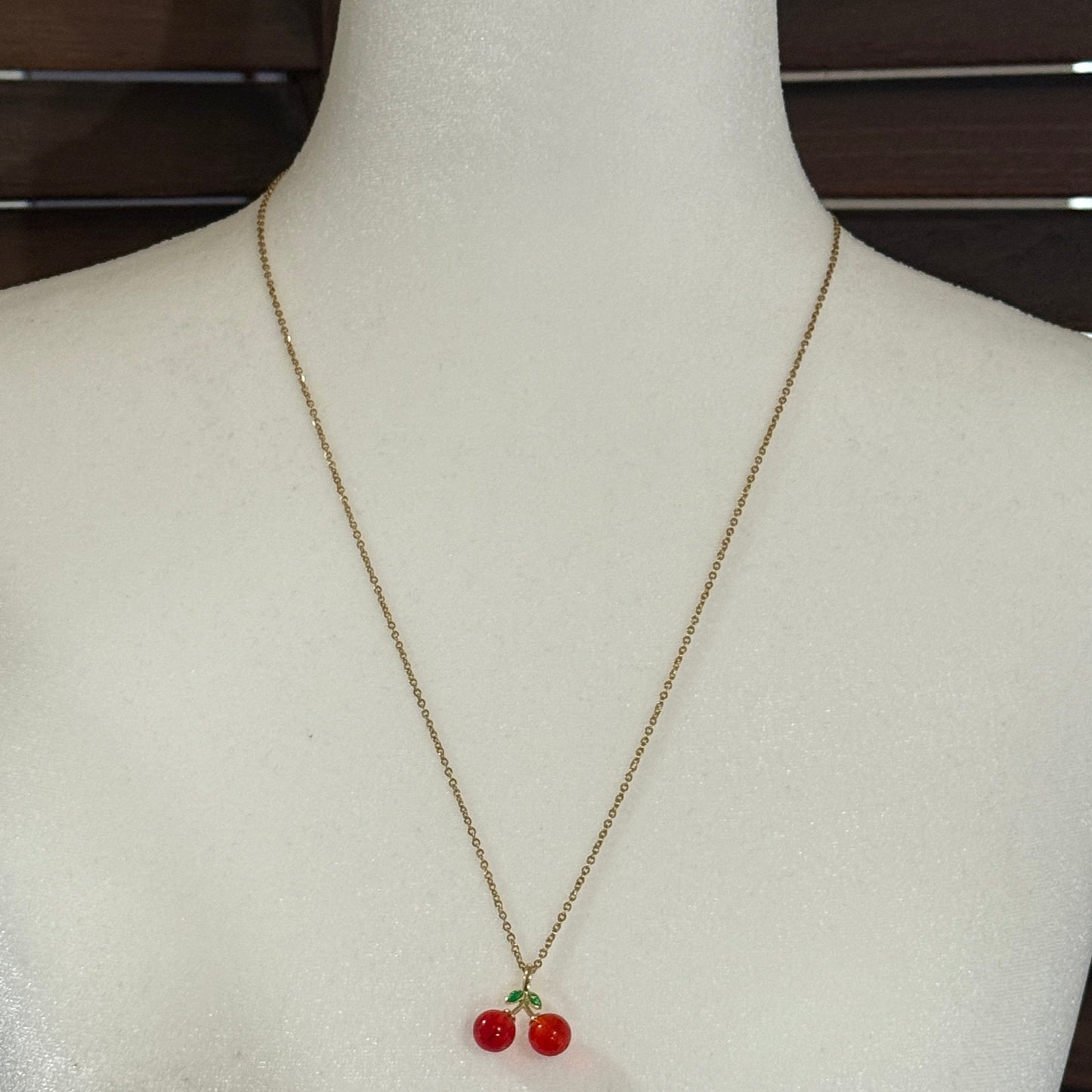 Cherry Lampwork Glass Pendant Necklace | Whimsical Minimalist Hypoallergenic Handmade Jewelry