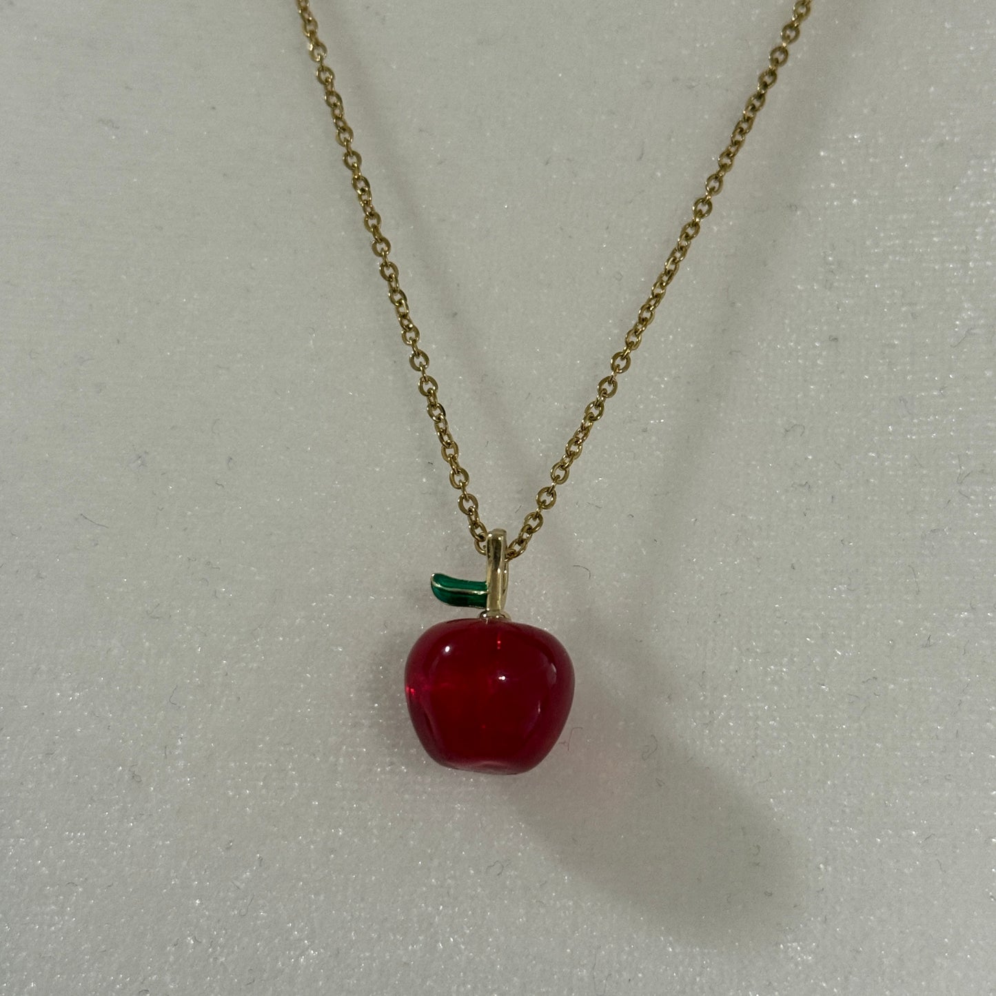 Apple Lampwork Charm Necklace | Whimsical Minimalist Style