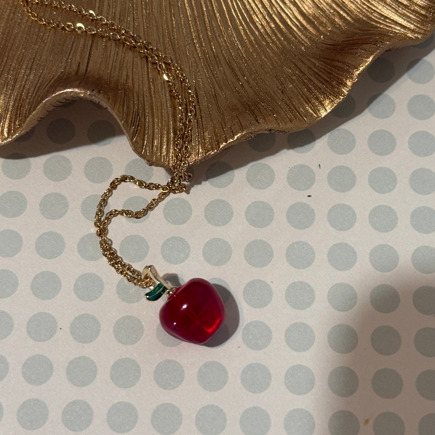 Apple Lampwork Charm Necklace | Whimsical Minimalist Style