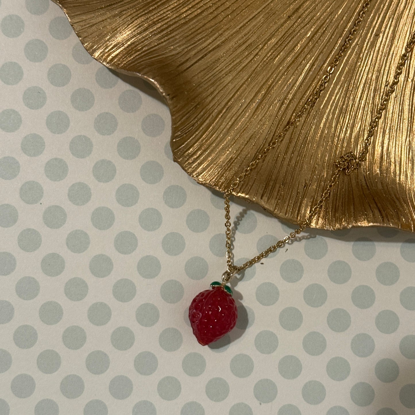 Strawberry Lampwork Pendant Necklace | Whimsical Flair