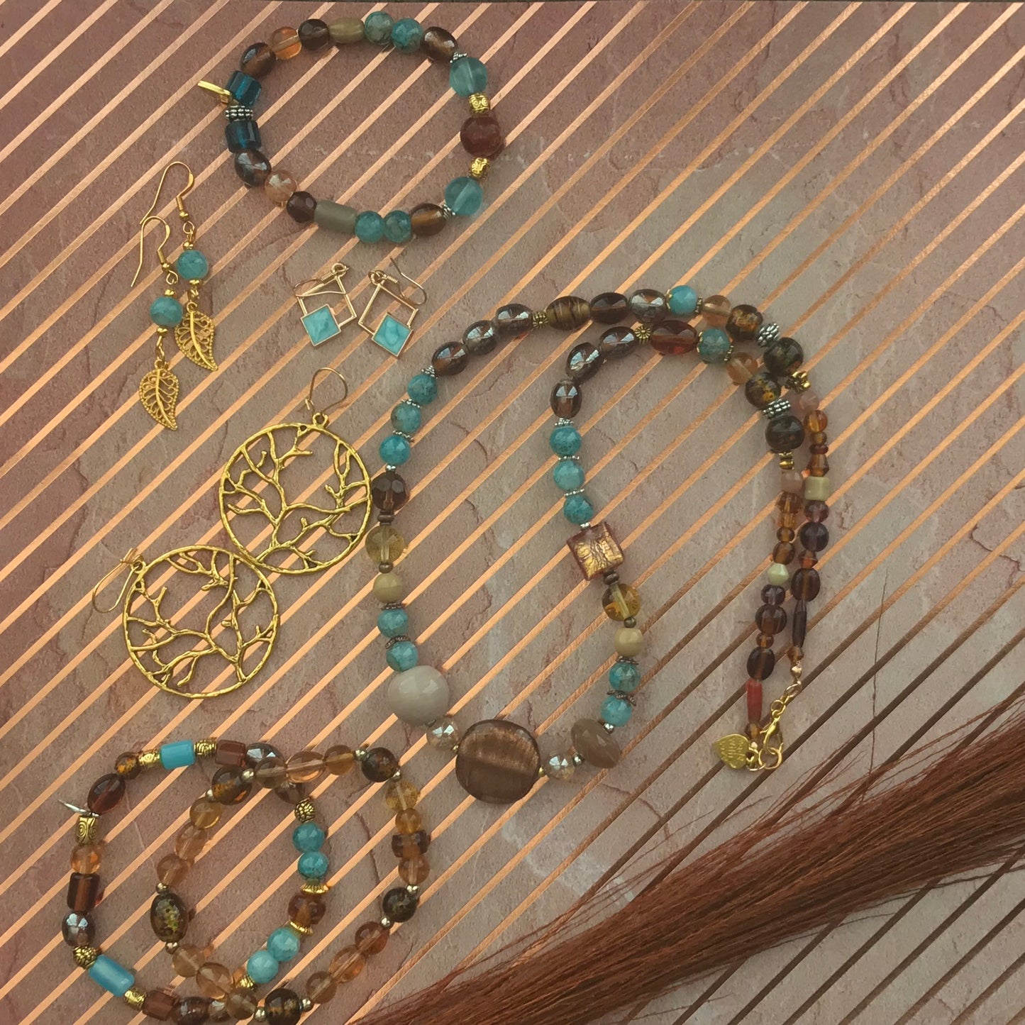 Glass Beaded Necklace | Unique Boho Chic Coastal Earthy Tones Handmade Jewelry