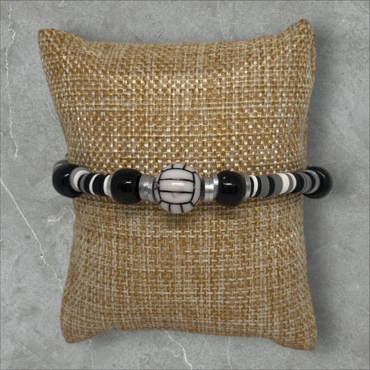 Volleyball Vibes | Stretch Bracelet Sports Enthusiasts Clay Beads - Distinct Designs