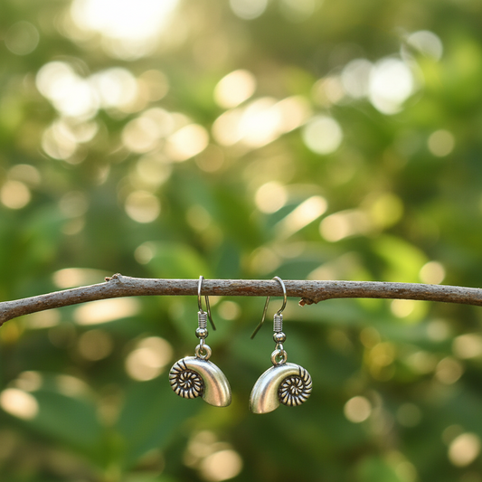 Conch Shell Earrings Sterling Silver Coastal Dangle Handmade