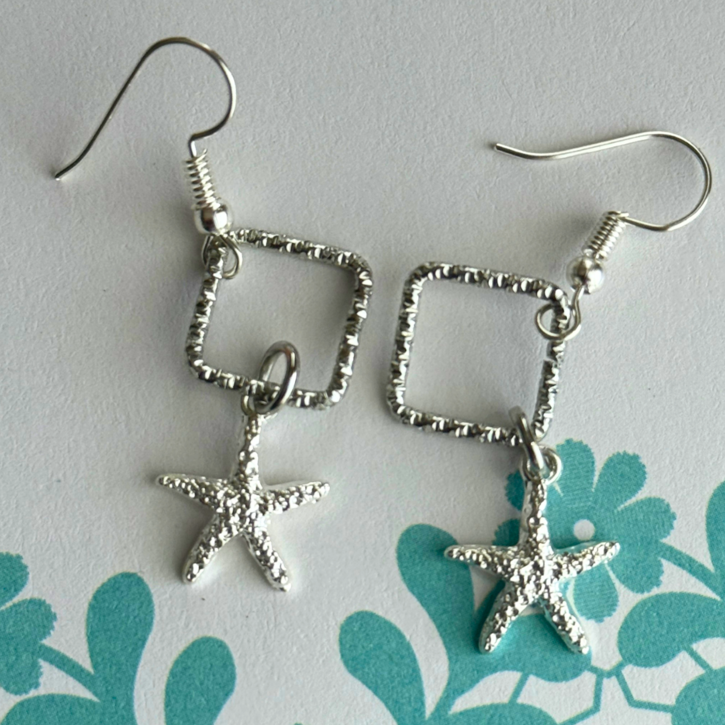 Starfish Earrings | Silver Coastal Dangle Earrings | Tropical Beach-Inspired Jewelry