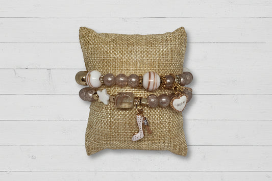 Aquarius Charm Bracelet Set - Elegant Gold & Pearl Accents - Distinct Designs