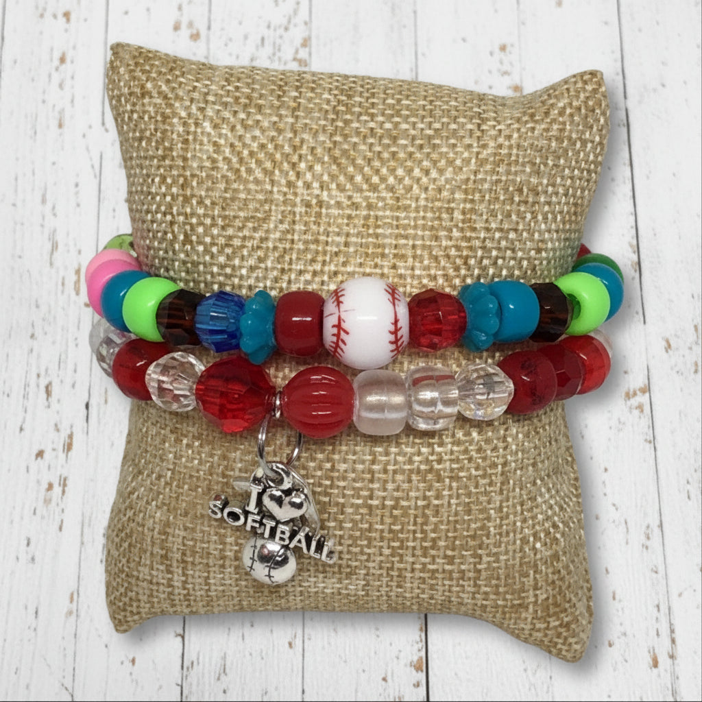 Baseball Friendship Beaded Stretch Bracelet | Sport Chic Handmade Jewelry - Distinct Designs
