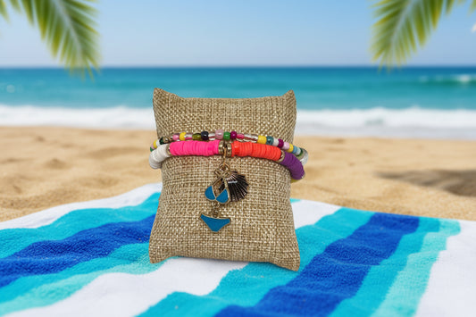 Beachy Glass & Clay Bracelet Set | Island Spirit Handmade Jewelry - Distinct Designs