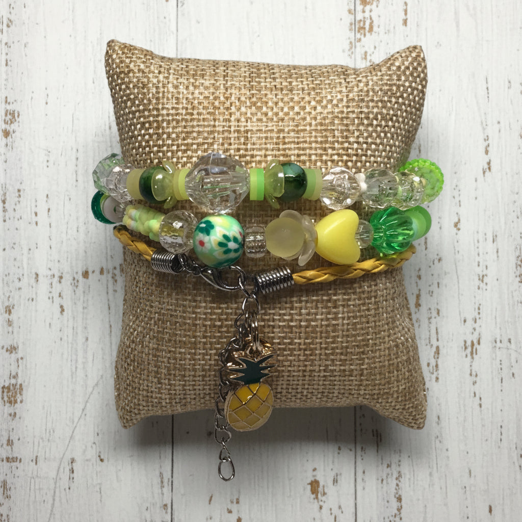 Beaded and Leather Bracelet Set | Boho Chic Handmade Jewelry - Distinct Designs