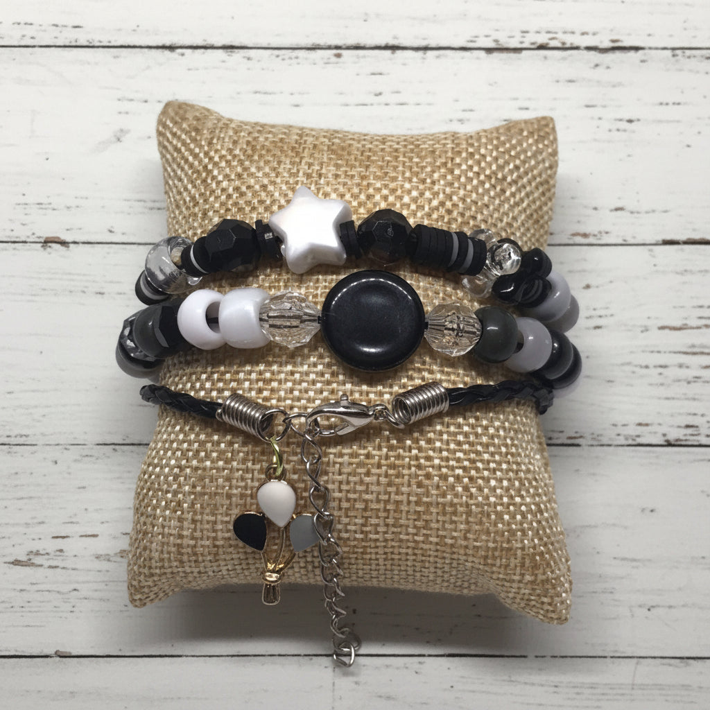 Beaded Friendship & Leather Bracelets Set | A Playful Pop Handmade Jewelry - Distinct Designs