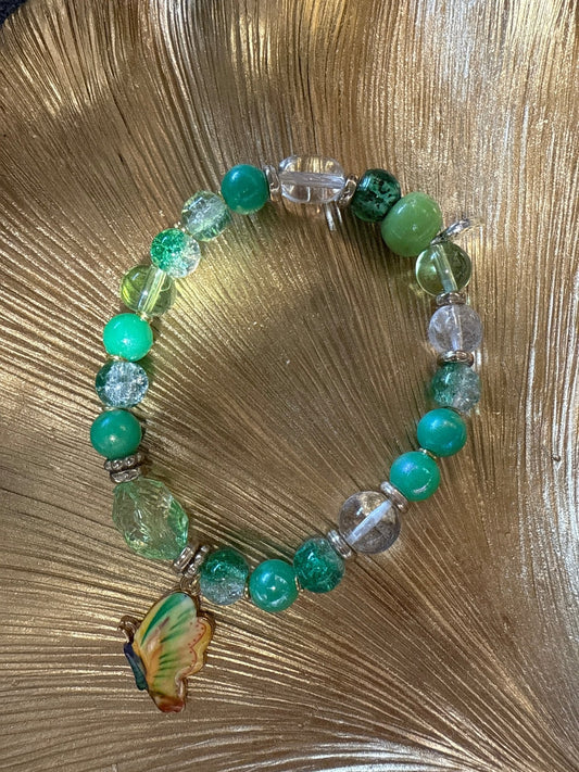 Beaded Glass Charm Bracelet | Nature - Inspired Elegance Handmade Jewelery - Distinct Designs