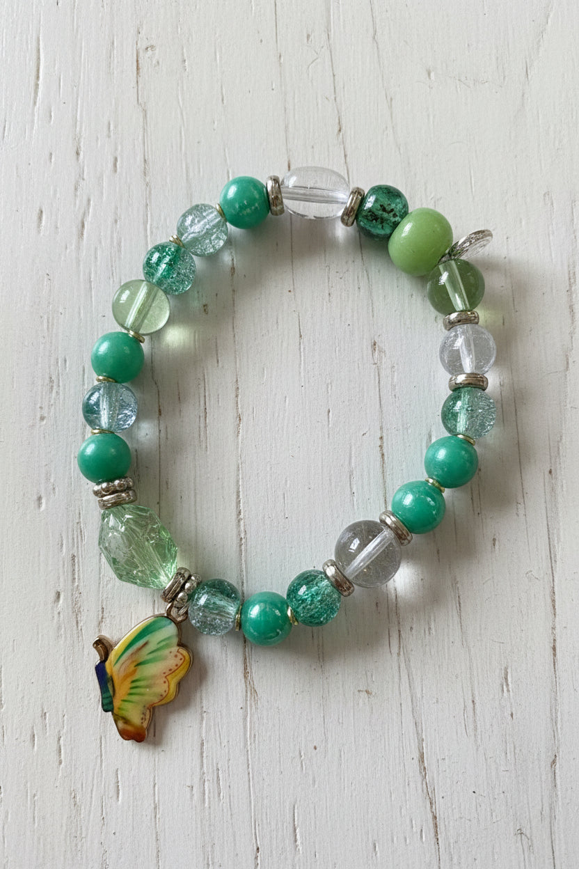 Beaded Glass Charm Bracelet | Nature - Inspired Elegance Handmade Jewelery - Distinct Designs