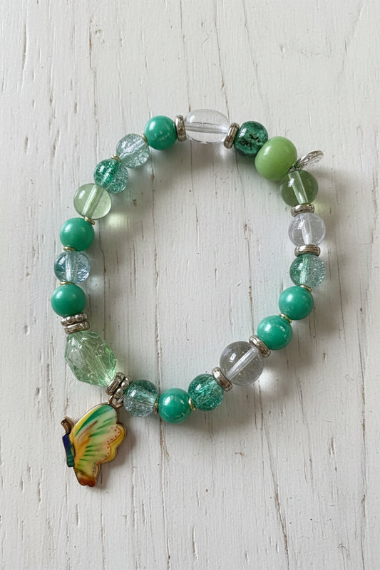 Beaded Glass Charm Bracelet | Nature - Inspired Elegance Handmade Jewelery - Distinct Designs