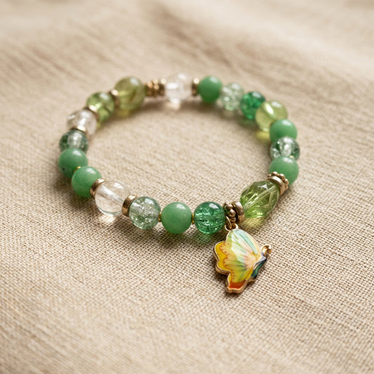 Beaded Glass Charm Bracelet | Nature - Inspired Elegance Handmade Jewelery - Distinct Designs