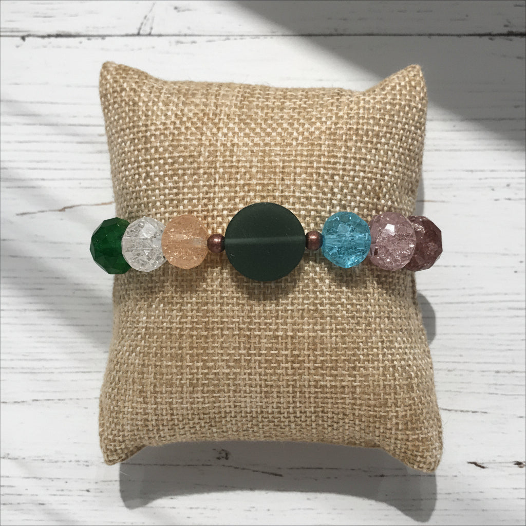 Beaded Glass Stretch Bracelet | Classic Elegance Handmade Jewelry - Distinct Designs