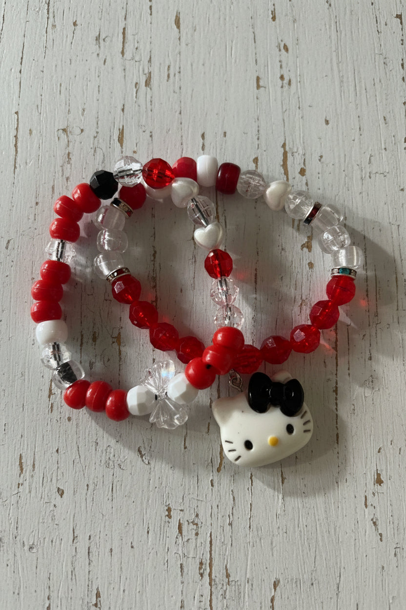 Beaded Hello Kitty Charm Bracelet | A Playful Pop of Cute Charms Handmade Jewelry - Distinct Designs