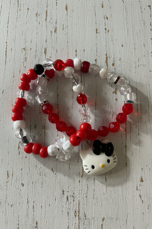 Beaded Hello Kitty Charm Bracelet | A Playful Pop of Cute Charms Handmade Jewelry - Distinct Designs