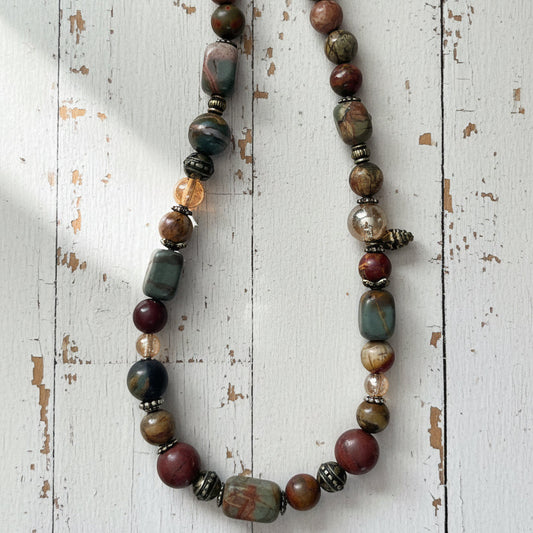 Beaded Natural Gemstone Necklace | Nature - Inspired Elegance Handmade Jewelry - Distinct Designs