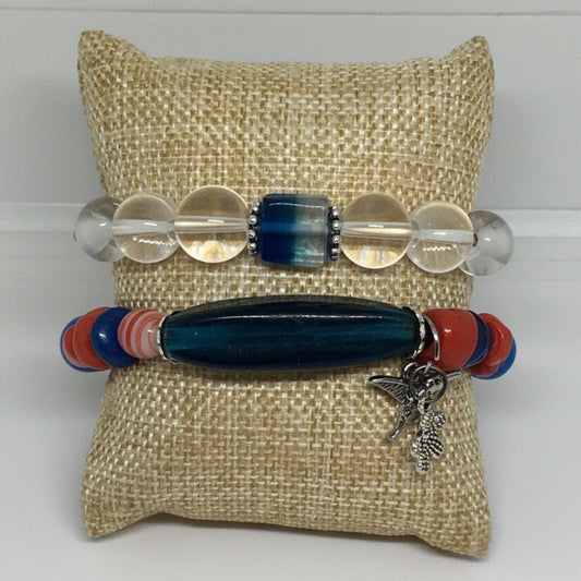 Beaded Stone & Glass Bracelet Set | Boho Chic Handmade Jewelery - Distinct Designs