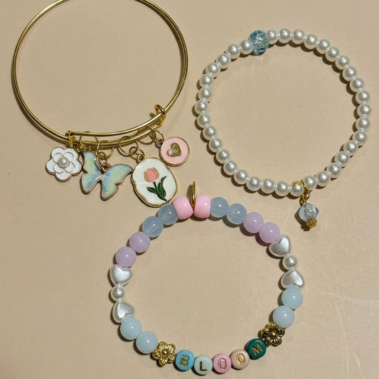 Bloom Bracelet Set | Playful Pastels & Floral Charm - Distinct Designs