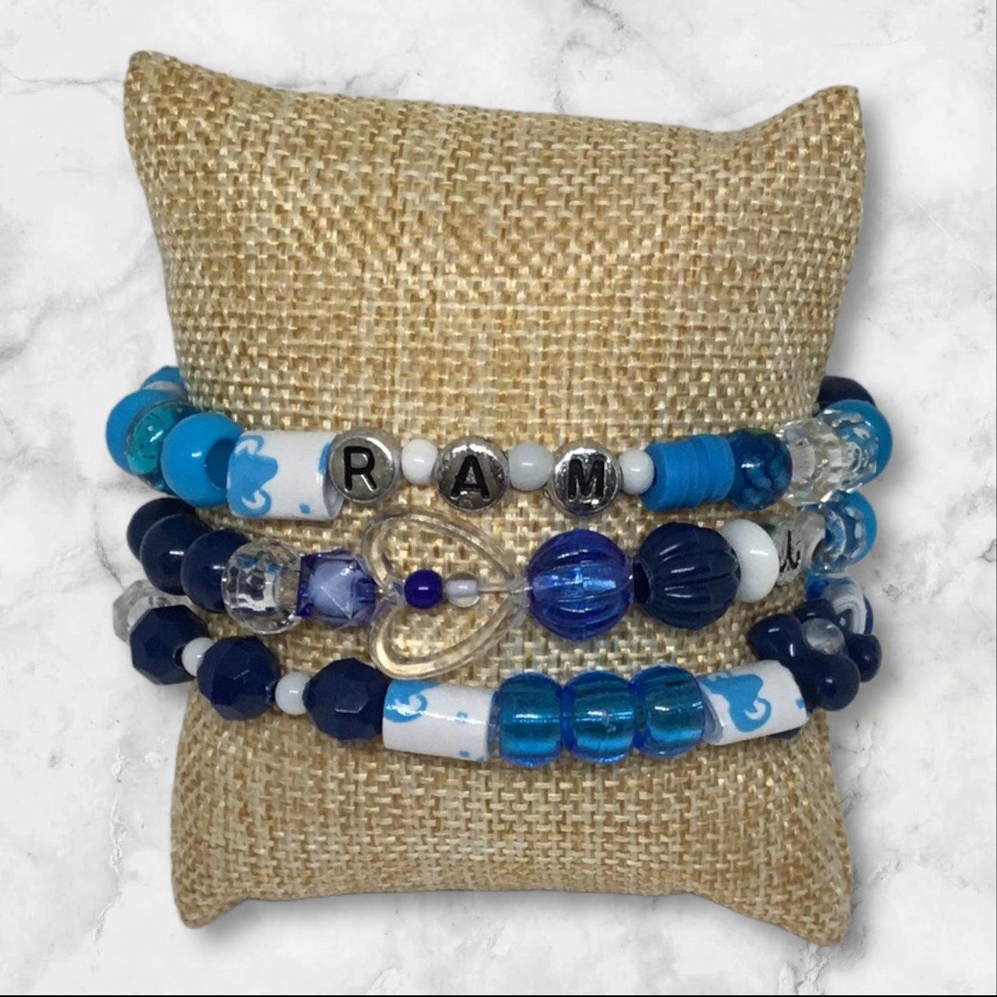 Aries Blues Bracelet Set | Astrology Pony Beads Accessory - Distinct Designs