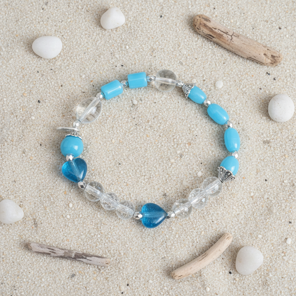 Clear and Blue Glass Beads Bracelet Set | Classic Elegance Handmade Jewelry Collection - Distinct Designs