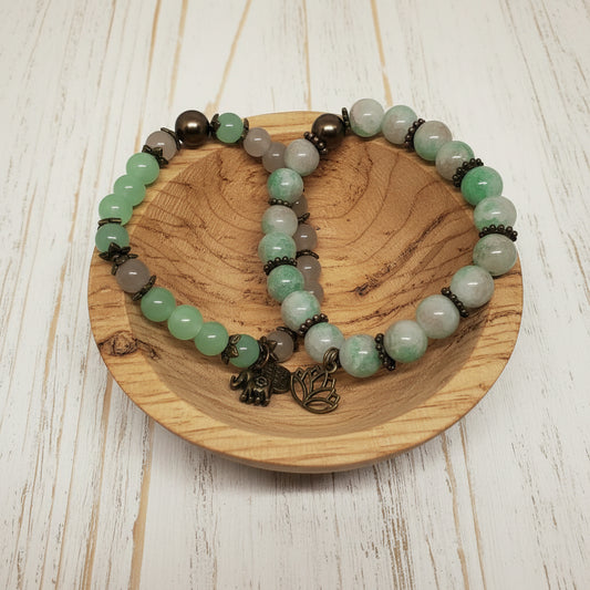 Crackled Glass Beaded Stretch Bracelet Set | Bold Tribal Boho Handmade Jewelry - Distinct Designs