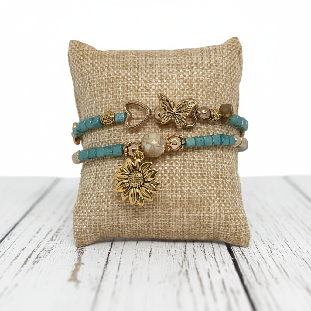 Dainty Glass Beads Bracelet Set | Boho Chic Vintage Inspired - Distinct Designs