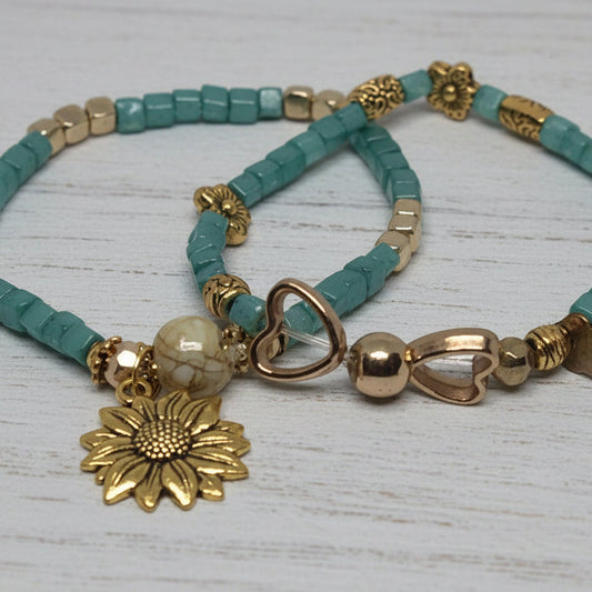 Dainty Glass Beads Bracelet Set | Boho Chic Vintage Inspired - Distinct Designs