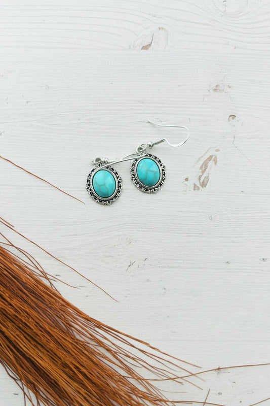 Dangle Faux Turquoise Earrings | Southwestern Ethnic Inspired Handmade Jewelry - Distinct Designs
