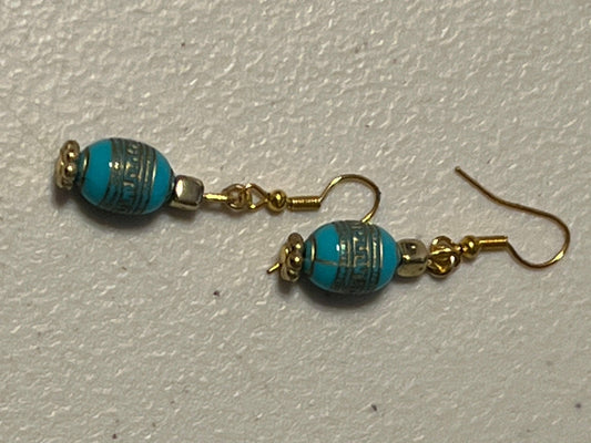 Dangle Faux Turquoise Earrings | Southwestern Ethnic Inspired Handmade Jewelry - Distinct Designs