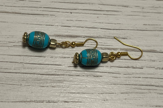 Dangle Faux Turquoise Earrings | Southwestern Ethnic Inspired Handmade Jewelry - Distinct Designs
