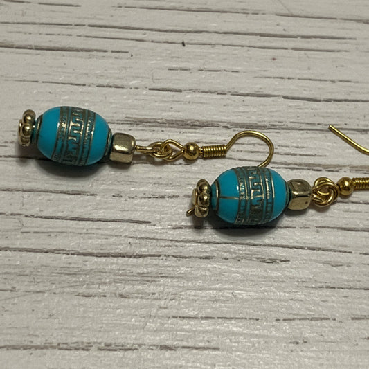 Dangle Faux Turquoise Earrings | Southwestern Ethnic Inspired Handmade Jewelry - Distinct Designs