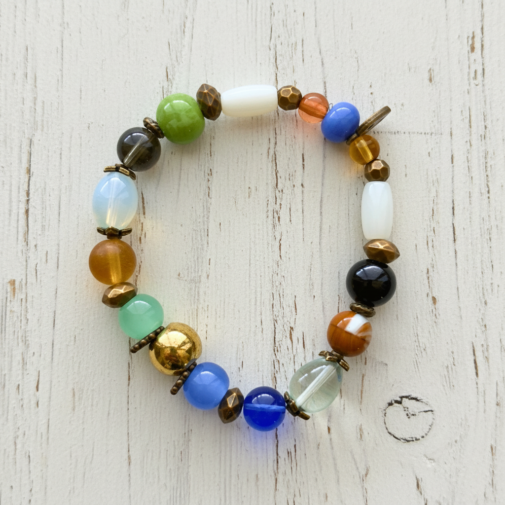 Eclectic Glass Beaded Bracelet | Boho Charm & Nature - Inspired Elegance - Distinct Designs