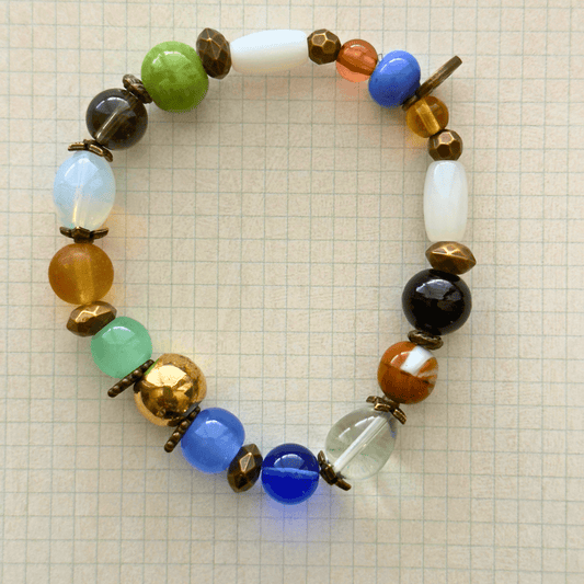 Eclectic Glass Beaded Bracelet | Boho Charm & Nature - Inspired Elegance - Distinct Designs