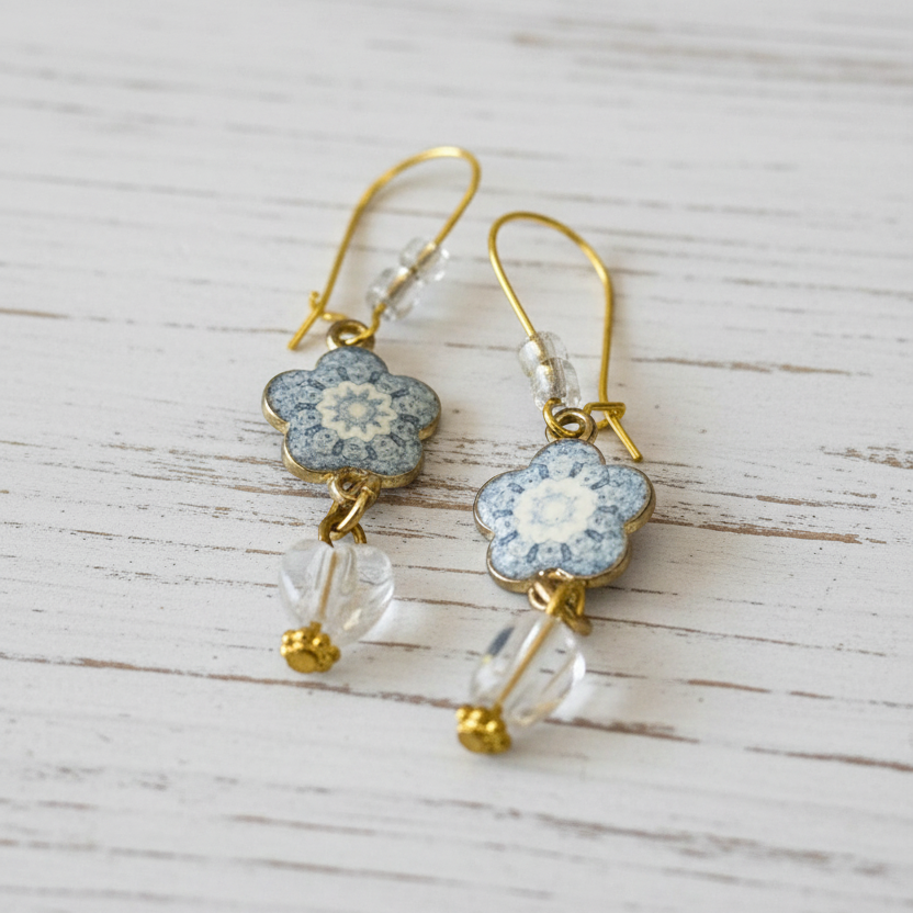 Flower Charms Vintage Inspired Earrings | Boho Chic Handmade Jewelry - Distinct Designs