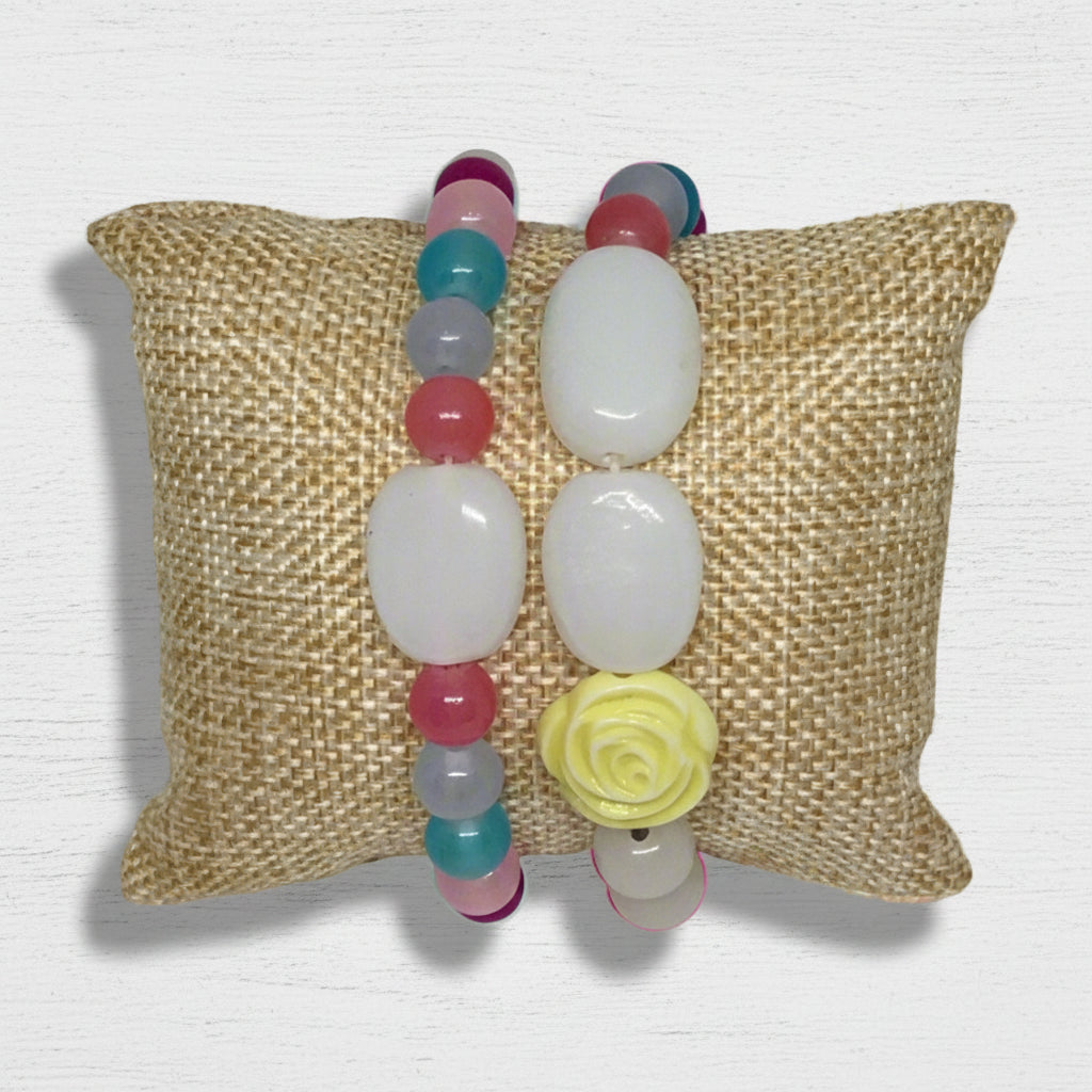 Glass Bead Bracelet Set | Nature - Inspired Elegance Handmade Jewelry - Distinct Designs