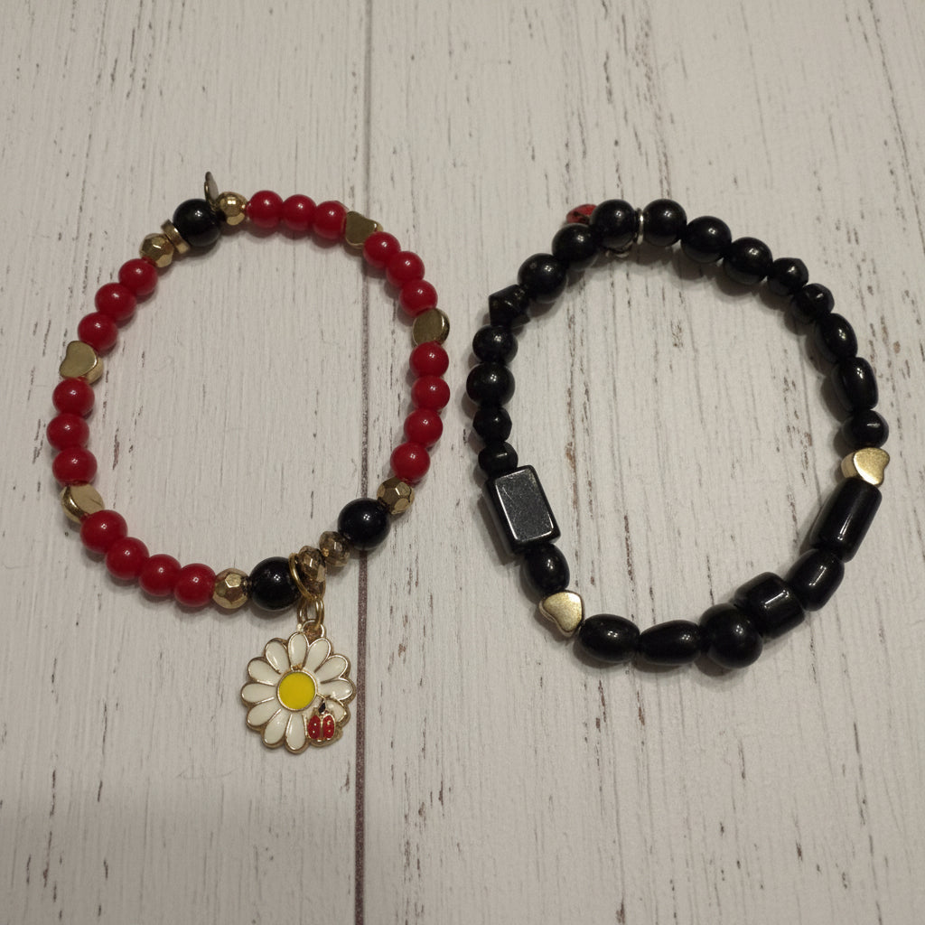Glass Bead Charm Stretch Bracelet Set | Nature - Inspired Elegance Handmade Jewelry - Distinct Designs