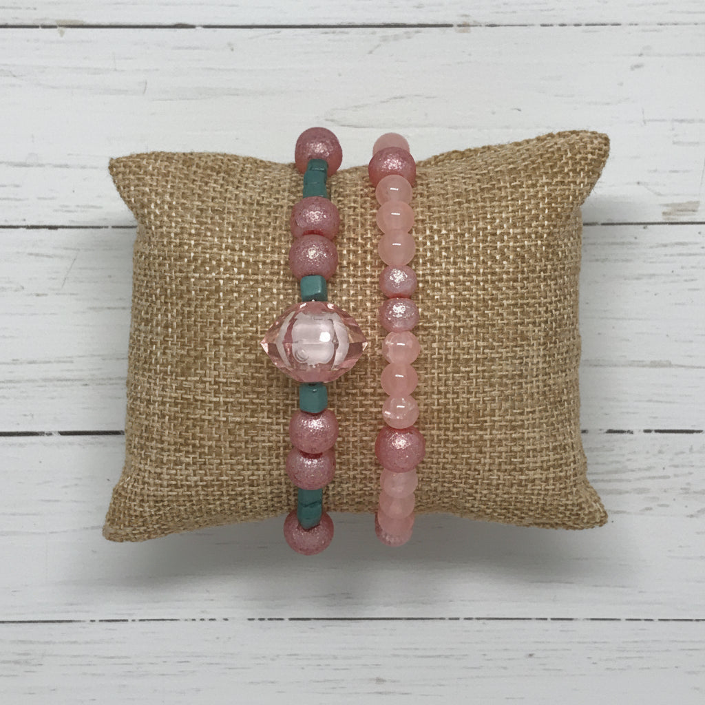 Glass Beaded Bracelet Set | Classic Elegance Handmade Jewelry - Distinct Designs