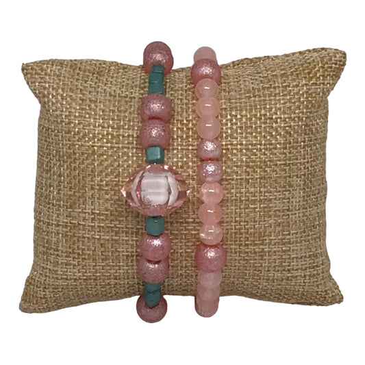 Glass Beaded Bracelet Set | Classic Elegance Handmade Jewelry - Distinct Designs