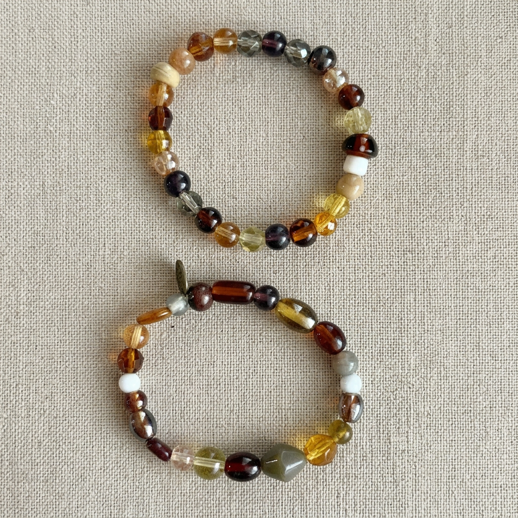 Glass Beaded Earthy Bracelet Set | Woodland Handmade Jewelry - Distinct Designs